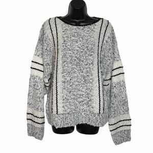 VTG 80s 90 SWEATER BLACK WHITE TEXTURED RETRO COTTAGE GRANNY CORE L BY IMPROMPTU